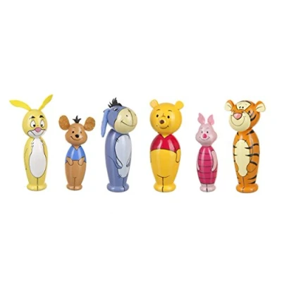 Image of Winnie The Pooh Wooden Skittles Bowling Set Game Kids, Indoor, Outdoor Garden Games Figures for 2 Year Olds, Toddler Official Licensed Gifts by Orange Tree Toys