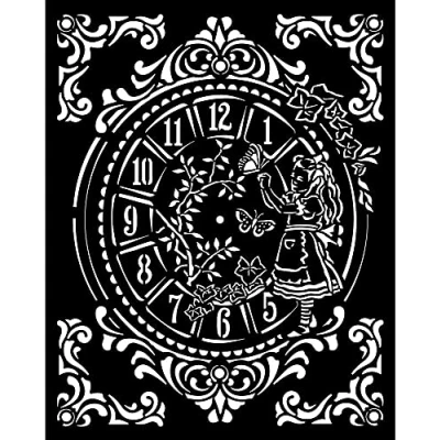 Image of Stamperia International Thick Stencil Alice Clock, Various, 20 x 25 cm