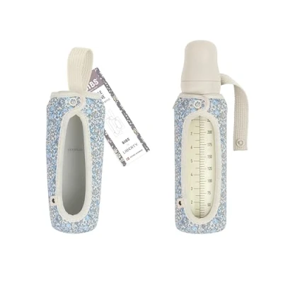 Image of Bibs x Liberty Baby Bottle Cover, Large, 225 ml, Neoprene Protective Case for Bottles, Print Design, Capel Ivory