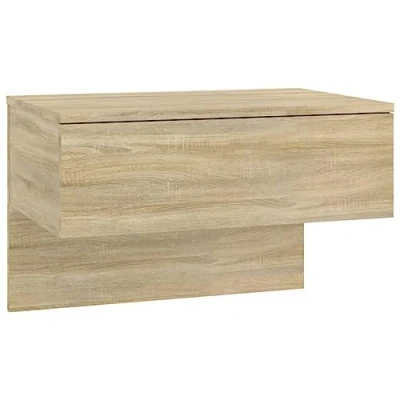 Image of vidaXL Wall Bedside Cabinet Home Bedroom Nightstand Floating Hung Bed Unit Indoor Furniture Sonoma Oak Engineered Wood
