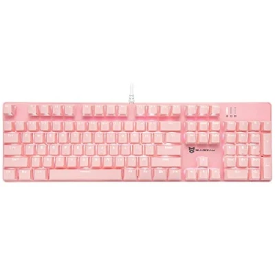 Image of Mecool Mechanical Gaming Keyboard Wired White Led Backlit Blue Switch Full Size 104 Keys US Layout Computer Accessories Ergonomic