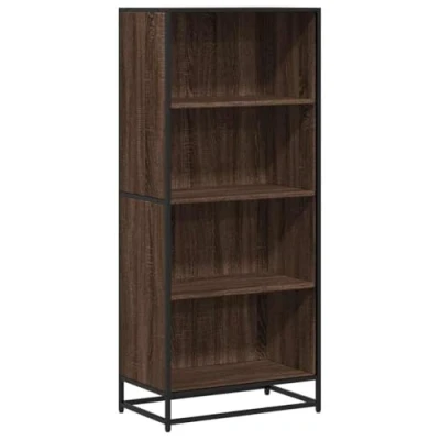 Image of vidaXL Book Cabinet/Brown Oak Bookcase 60x35x107.5 cm Engineered Wood &amp; Metal Frame/Office/Home Organizer