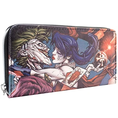 Image of The Joker and Harley Quinn Psychos in Love Purse Clutch Coin Pocket &amp; Card Holder, Multicolor