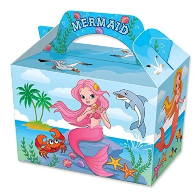 Image of MustBeBonkers 10 Party Boxes Themed Character Loot Treat Box plus FREE Paper Bags (Mermaid)
