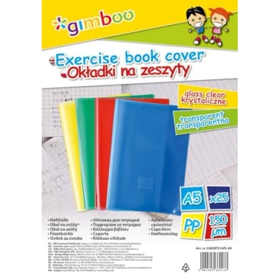 Image of gimboo Book Cover Notebook Covers/Set of 25 / DIN A5 Transparent Colour Mix/Crystal Clear Polypropylene Film Transparent/Exercise for School Books 150μm 2285BTS14PL 99