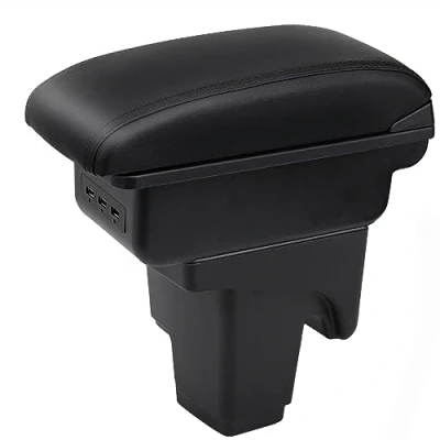 Image of YJYWZH Car Armrest For Focus 3 mk3 2011 2019 Double Layer Console Center Large Storage Box with USB Charging Port Black Stitching
