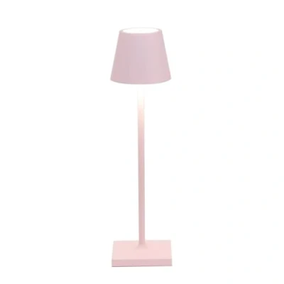Image of Zafferano, Poldina Micro Lamp, Rechargeable Cordless Table Lamp with Touch Controls, Suitable for Interior and Outdoor, Dimmer, 2200 3000 K, Height 27.5 cm, Pink Colour