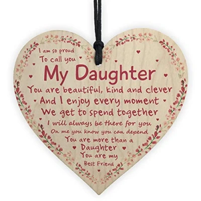 Image of RED OCEAN Gifts For Her Daughter Birthday Wooden Heart Gift Keepsake