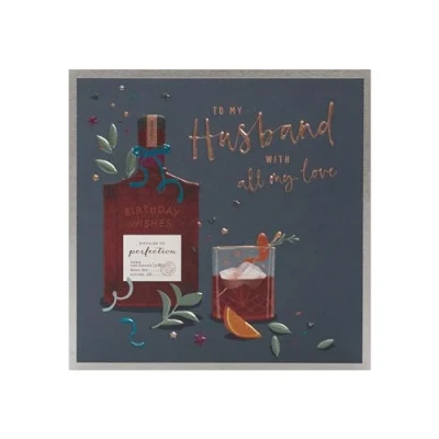 Image of UK Greetings Birthday Card for Husband Whiskey Bottle Design