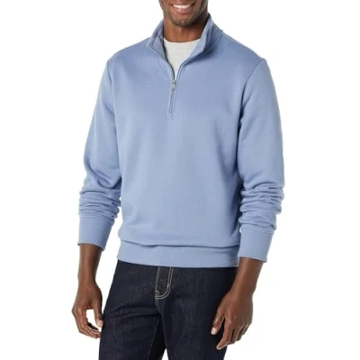 Image of Amazon Essentials Men&#039;s Long Sleeved Quarter Zip Fleece Sweatshirt, Blue, XL