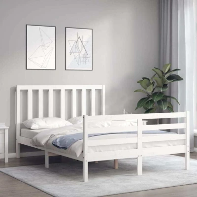 Image of vidaXL Bed Frame without Mattress White 140x190 cm Solid Wood Pine