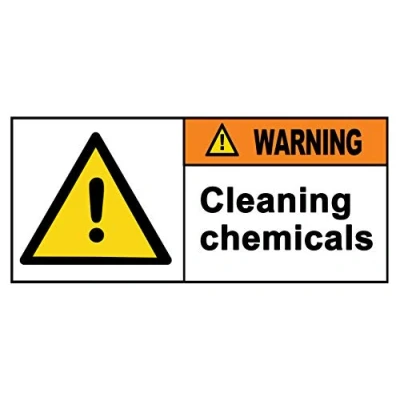 Image of 4 x Warning Cleaning Chemicals Info Label Sign Removable Self Adhesive Waterproof Durable Vinyl Sticker 225mm 106mm