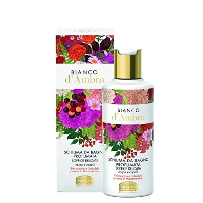 Image of Helan, Bianco d&#039;Ambra, Shampoo and Shower Gel, Scented Gel with Sweet Almonds Delicate Natural Bath Foam for Body Hair Soft Nourishing Shampoo, 200 ml Made in Italy