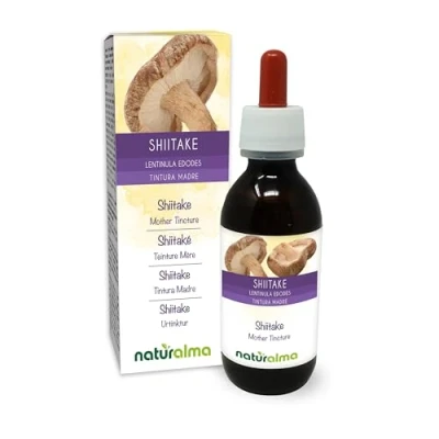 Image of Shiitake (Lentinula edodes) Fungus or Mushroom Alcohol Free Mother Tincture Naturalma Liquid Extract Drops 120 ml Food Supplement Vegan