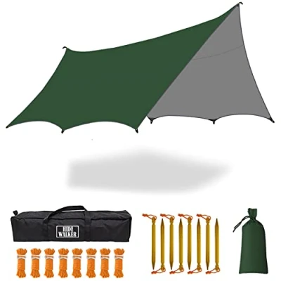 Image of 5m X Large Camping Tarps Waterproof Hammock Rain Fly Multipurpose Hexagon Tarpaulin Shelter Tent Groundsheet Outdoor Tarp Awning Canopy (Without Pole)