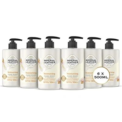 Image of Imperial Leather Moisturising Hand Wash, Cotton Flower &amp; Vanilla Orchid, Antibacterial, Signature Oil Blend, Gentle Skin Care, Bulk Buy Pack of 6 x 500ml
