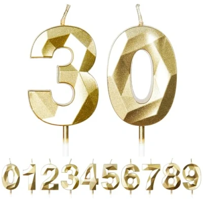Image of FUZVOL Birthday Candles, Number 30 Candle, Gold Candle for Cake, Happy Cake Candles Topper Decorations