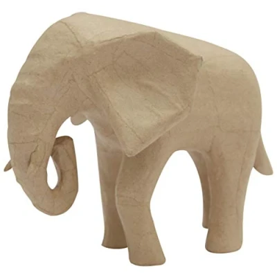Image of Décopatch Ref SA213C Elephant Papier Maché Object to Decorate 18.5 x 12.5 15.5cm with Papers &amp; PaperPatch Glue, Glitter, Paints
