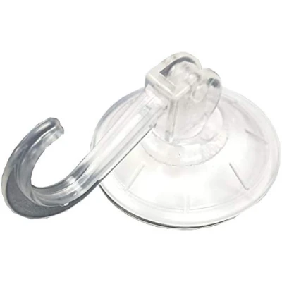 Image of Merriway BH06637 (2 Pcs) Suction Hooks Lever Type Clear 55mm Lined Pack of 2 Pieces