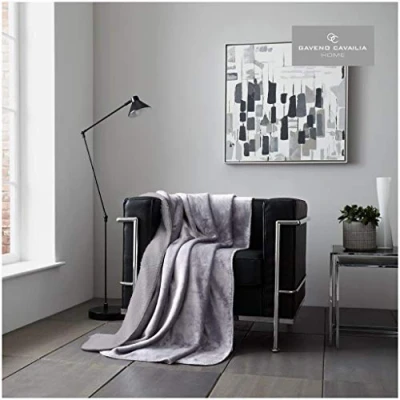 Image of Gaveno Cavailia Comfy Flannel Sherpa Throw, Polyester, Silver, King ( 200 x 240 cm )