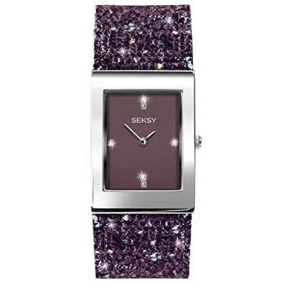 Image of Sekonda Seksy Rocks Ladies Analogue Watch with Purple Crystal Set Leather Strap 2857