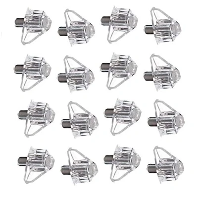 Image of Merriway BH06084 (48 Pcs) Push In Shelf Support, Clear with Metal Insert Pack of 48 Pieces