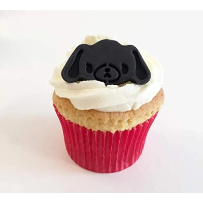 Image of 6 Sugar Black Dog Cake Decorations Edible, Unique and Made with Love in The UK!