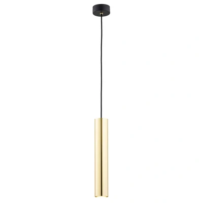Image of Gomera Plus Slim Pendant Ceiling Light Brass Steel, Black Structure