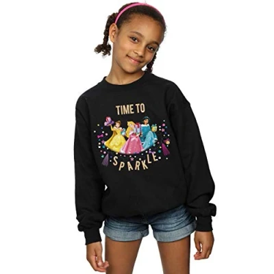 Image of Disney Girls Princess Time to Sparkle Sweatshirt Black 3 4 Years
