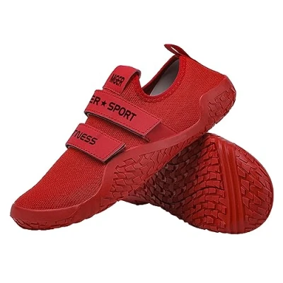 Image of JiuQing Deadlift Shoes Men Women Weightlifting Squat Barefoot Fitness Cross Trainer Sneaker for Indoor Gym,Red,2.5 UK
