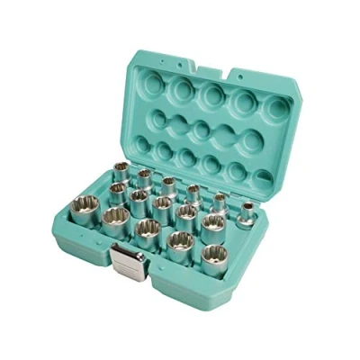 Image of Socket Set 12 Sided 1/2 inch 16pcs 8 24mm by WIESEMANN 1893 I Sockets Made of Q 30 Steel Multi Tooth with Practical Tool Box 81499