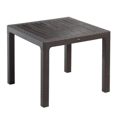 Image of BrackenStyle Madrid Rattan Effect Polypropylene Large Square 90x90cm Dining Table Brown