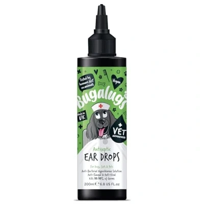 Image of BUGALUGS dog ear drops treatment provides relief for yeast infection, itching and odours first aid antiseptic dogs is an antibacterial cleaner puppy, cats