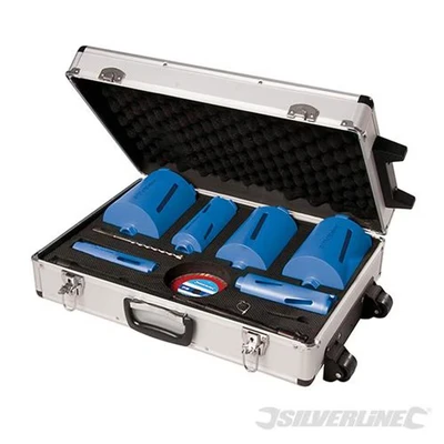 Image of Silverline Diamond Core Drill Kit 6 12pce 38, 52, 65, 107, 117 &amp; 127mm Dia