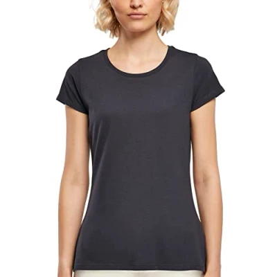 Image of Build Your Brand Women&#039;s Ladies Basic tee T Shirt, Navy, XXL