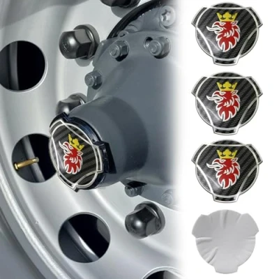 Image of 4 Pieces Griffin Aluminum Decals For Scania Truck Rim Wheel Center Caps Badge Emblem Sticker Cover (carbon stripes)