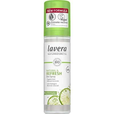 Image of lavera natural REFRESH Deo Spray unisex organic lime and minerals 48h protection no aluminium vegan cosmetics (75 ml)