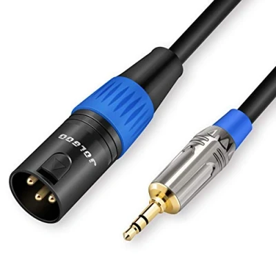 Image of JOLGOO 3.5mm to XLR Cable, Unbalanced 1/8 Stereo Plug Male Microphone Compatible with iPhone, iPod, Computer, Video Camera, and More, 4.5 Meters