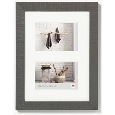 Image of walther Design Picture Frame Grey 2X 10x15 cm Gallery with PassepArtout, Home Wooden HO215D