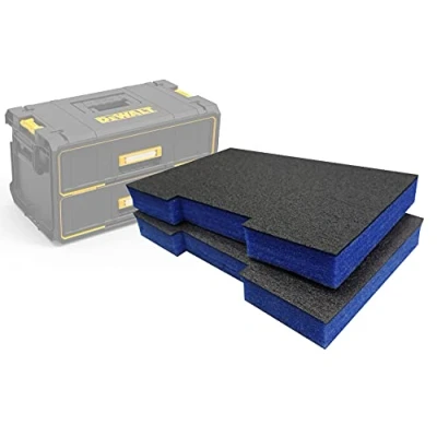 Image of Shadow Foam Easy Peel Inserts for DeWalt ToughSystem Drawers [Blue 50mm Twin Pack] Tool Organisation, Kaizen, 5s, Storage &amp; Boxes