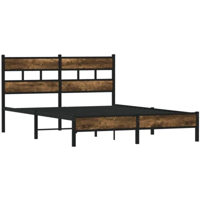 Image of vidaXL Bed Frame without Mattress with Headboard Sonoma Oak 140x200 cm