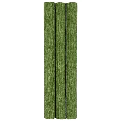 Image of Mid Green 3 Crepe Paper Rolls for Flower Making Crafts Each 25cm x 60cm