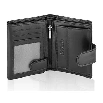 Image of KORUMA Quality RFID Blocking Leather Men Wallet with Coin Pocket (Black)