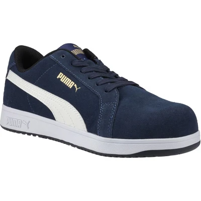 Image of PUMA Safety Iconic Low S1PL ESD FO HRO SR Unisex Shoes Non Slip Metal Free Fibreglass Cap, navy, 12 UK