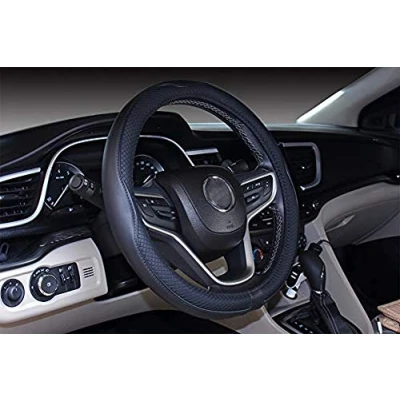 Image of 2019 New Microfiber Leather Car Extra Large 17 18 19 Inches Steering wheel Cover for Big Trucks (Black, 18&#039;&#039;)