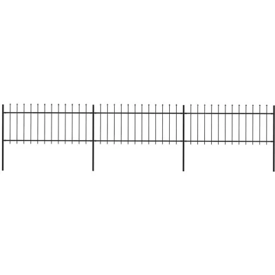 Image of vidaXL Garden Fence with Spear Top Steel 5.1x0.8 m Black