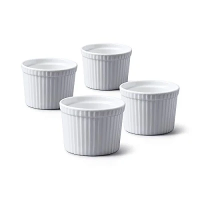 Image of WM Bartleet &amp; Sons 1750 TSET47 Set of 4 Traditional Porcelain Deep Ramekins 7cm Diameter White