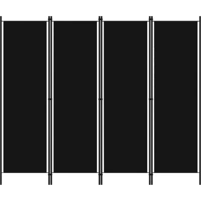 Image of &#039;vidaXL 4 Panel Room Divider Functional and Stylish Addition with Durable Iron Frame Fabric Screens in Black Colour