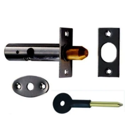 Image of Black Door Security Rack Bolt 60mm Complete with Star Key