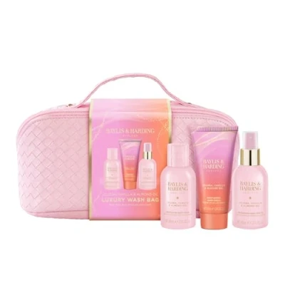 Image of Baylis &amp; Harding Jojoba, Vanilla Almond Oil Luxury Wash Bag Gift Set (Pack of 1) Vegan Friendly